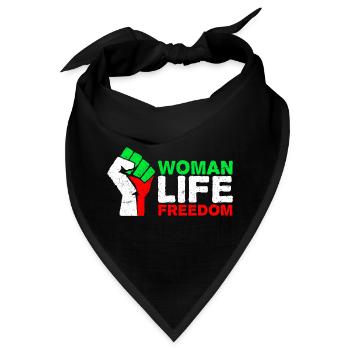 Woman, Life, Freedom | Free Iran! | Mit Flagge - Bandana - Schwarz - Vorne