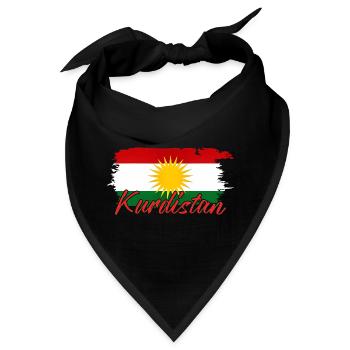 Kurdische Flagge mit Kurdistan Kurden  - Bandana - Schwarz - Vorne
