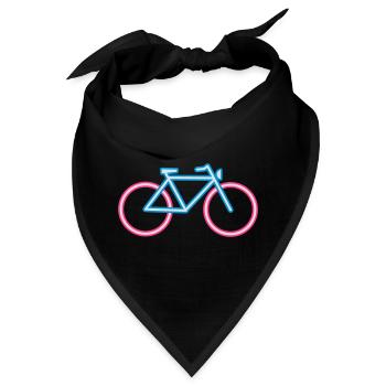 Leuchtendes Fahrradmotiv in strahlenden Neonfarben - Bandana - Schwarz - Vorne