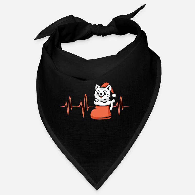Chat de Noël en design de battement de cœur Bandana