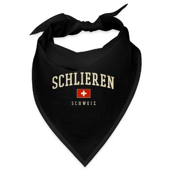 Schlieren Schweiz Vintage Schrift & Flagge - Bandana - Schwarz - Vorne