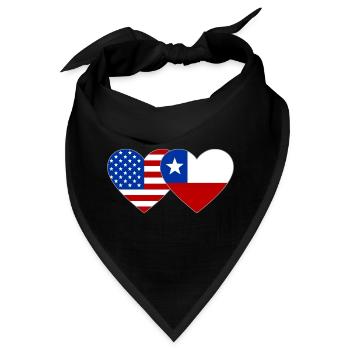 USA Chile Flagge Herz - Bandana - Schwarz - Vorne