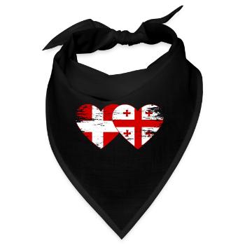 Dänemark Georgien Flagge Herz used - Bandana - Schwarz - Vorne