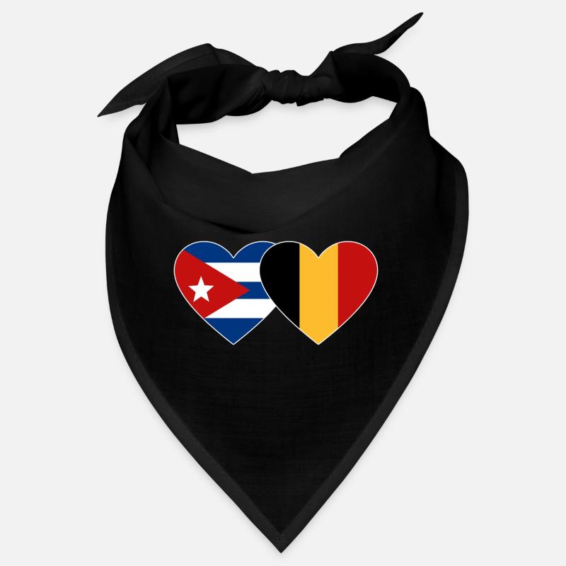 Cuba Belgium Flag Heart Bandana