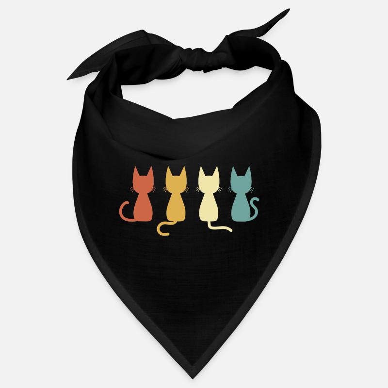Cadeau d’amoureux de chat rétro coloré minimaliste Bandana