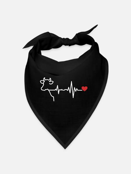 Conception de la ligne de battements de cœur de vache - Bandana - noir