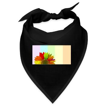 Bunte Regenbogen-Sonnenblume – Pastellstreifen-Aesthet - Bandana - Schwarz - Vorne