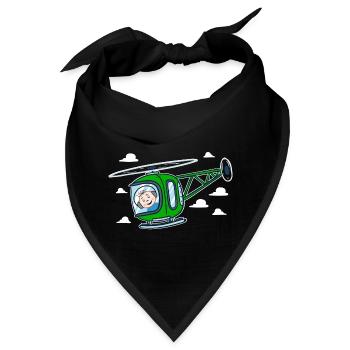 Grüner Hubschrauber | Baby und Hubschrauber - Bandana - Schwarz - Vorne