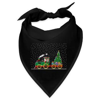 Weihnachtszug mit Nikolaus und Rentier - Bandana - Schwarz - Vorne