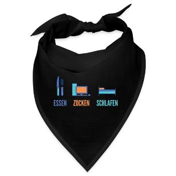 Essen Zocken Schlafen Gamer Spruch - Bandana - Schwarz - Vorne