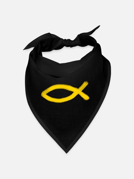 poisson Jésus jaune poisson Ichthys poisson - Bandana - noir - Devant
