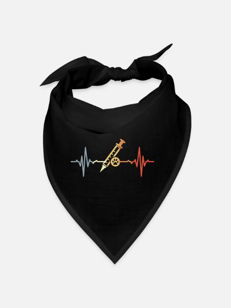 Tiermedizin Spritze EKG - Bandana - Schwarz - Vorne