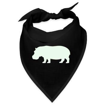 Hippo Silhouette in Pastellgrün - Bandana - Schwarz - Vorne