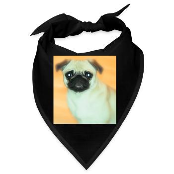 Niedlicher Mops mit Ausdrucksvollblick - Bandana - Schwarz - Vorne