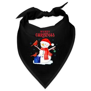 Snowman wishes Merry Christmas - Bandana - Schwarz - Vorne