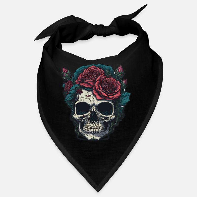 Totenkopf mit Rosen Bandana