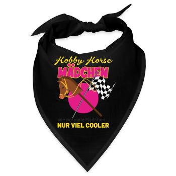 Hobby Horse Mädchen mit Steckenpferd & Zielflagge - Bandana - Schwarz - Vorne