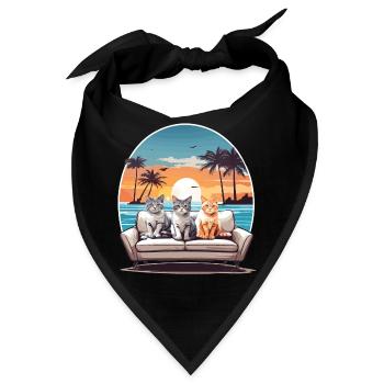Katzen am Meer - Bandana - Schwarz - Vorne