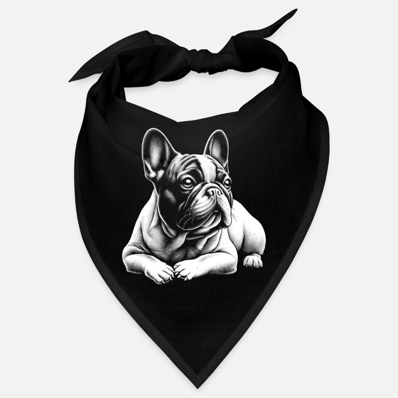Mignon bouledogue français en position couchée Bandana