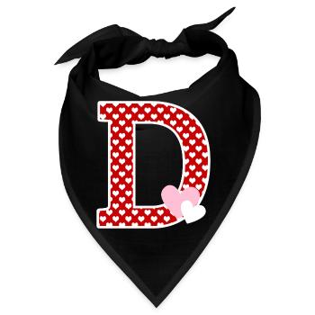 Buchstabe D Herz - Bandana - Schwarz - Vorne
