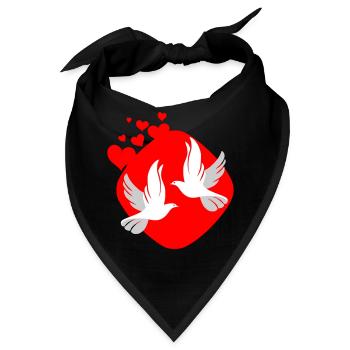 Taube der Liebe auf rotem Hintergrund - Bandana - Schwarz - Vorne