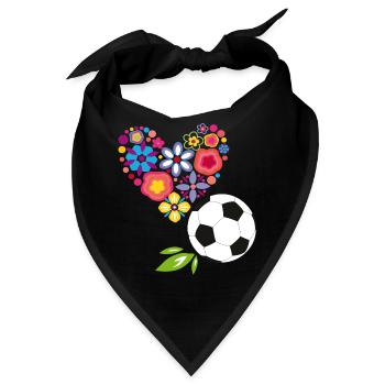 Blumenherz mit Fußball - Bandana - Schwarz - Vorne
