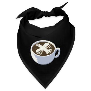 Cappuccino mit Friedenstaube - Bandana - Schwarz - Vorne