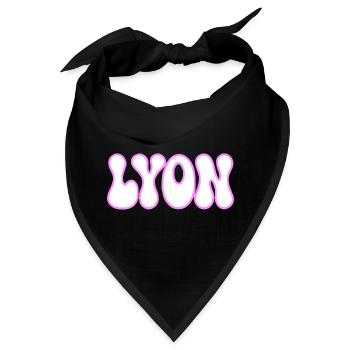 Lyon in Bubble Letterpress Weiß Pink - Bandana - Schwarz - Vorne