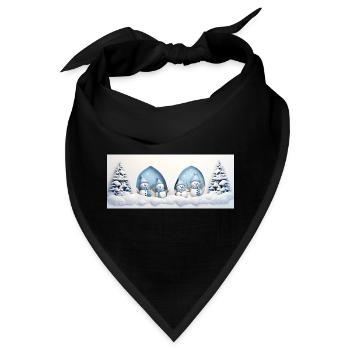 Kleiner Schneemann mit Weihnachtsbäumen - Bandana - Schwarz - Vorne