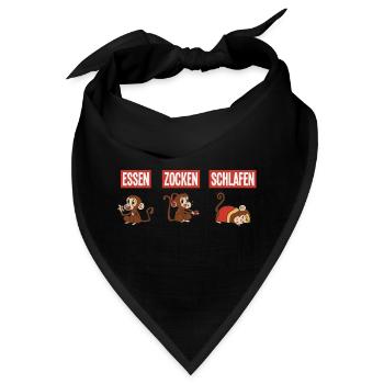 Essen Zocken Schlafen Gamer Spruch - Bandana - Schwarz - Vorne