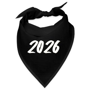 Jahreszahl 2026 Pinselstrich - Bandana - Schwarz - Vorne