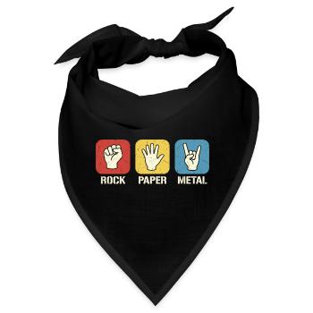 Rock Paper Metal – Retro Rock Scissors Design - Bandana - Schwarz - Vorne
