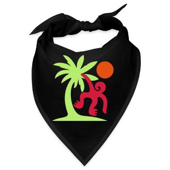 Affe Palme Sonne - Bandana - Schwarz - Vorne