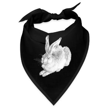 WHITE RABBIT | Schneehase nach Albrecht Dürer - Bandana - Schwarz - Vorne