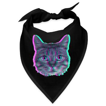 Katzenkopf - Retro - Bandana - Schwarz - Vorne