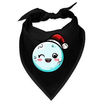 Schneeball mit Weihnachtsmütze #4/9 - Bandana - Schwarz - Vorne