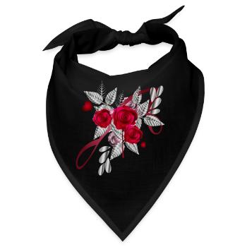 silberfarbenes Valentinstag Bouquet mit Rosen - Bandana - Schwarz - Vorne
