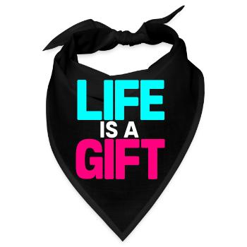 Das Leben ist ein Geschenk Cyan und Magenta - Bandana - Schwarz - Vorne