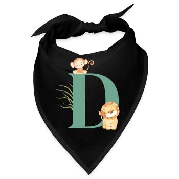 Buchstabe d grüne Dschungeltiere - Bandana - Schwarz - Vorne