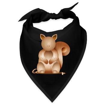 Illustration in Holzoptik–Verspieltes Eichhörnchen - Bandana - Schwarz - Vorne