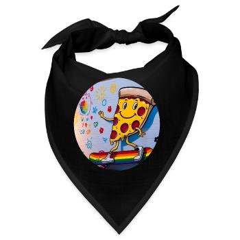 Pizza Slice Skateboard Graffiti - Bandana - Schwarz - Vorne
