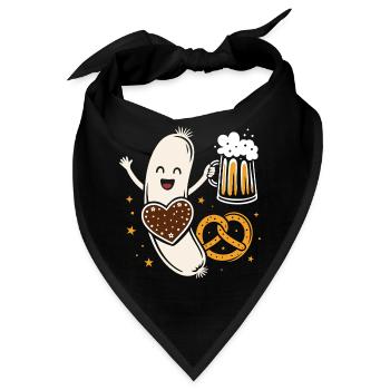 Weißwurst mit Bier und Breze - lustig & bayerisch - Bandana - Schwarz - Vorne