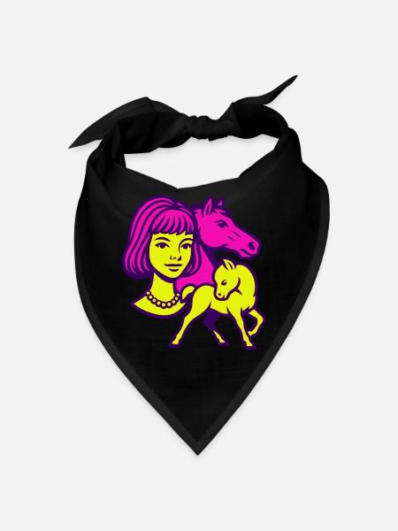 Horse Girl Pop Art - Bandana - black - Front