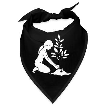 Knieende Gärtnerin beim Pflanzen - Bandana - Schwarz - Vorne