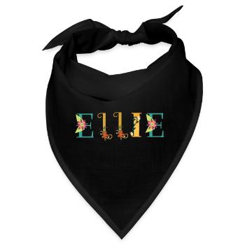 ELLIE Namenskunst mit gestickten Blumen - Bandana - Schwarz - Vorne