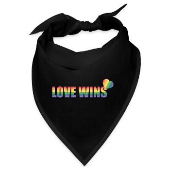Bunter Regenbogen Herz mit Liebesbotschaft - Bandana - Schwarz - Vorne
