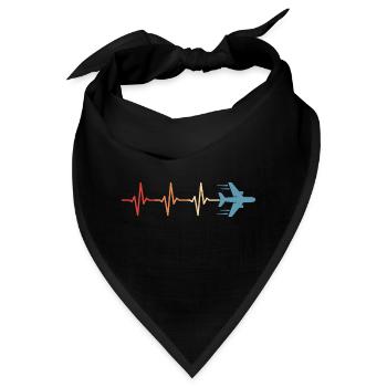 Flugzeug Herzschlag Pilot Luftfahrt Flieger - Bandana - Schwarz - Vorne