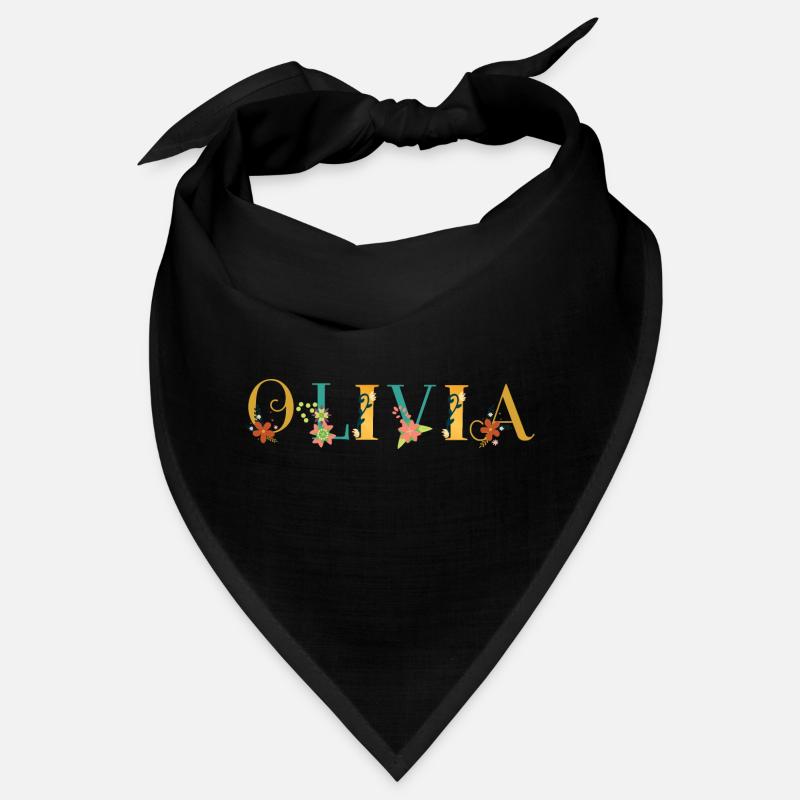 Art du nom OLIVIA avec des fleurs brodées Bandana