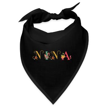 NINA Namenskunst mit gestickten Blumen - Bandana - Schwarz - Vorne