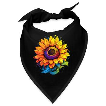 Sonnenblumen Blumenmotiv bunt - Bandana - Schwarz - Vorne